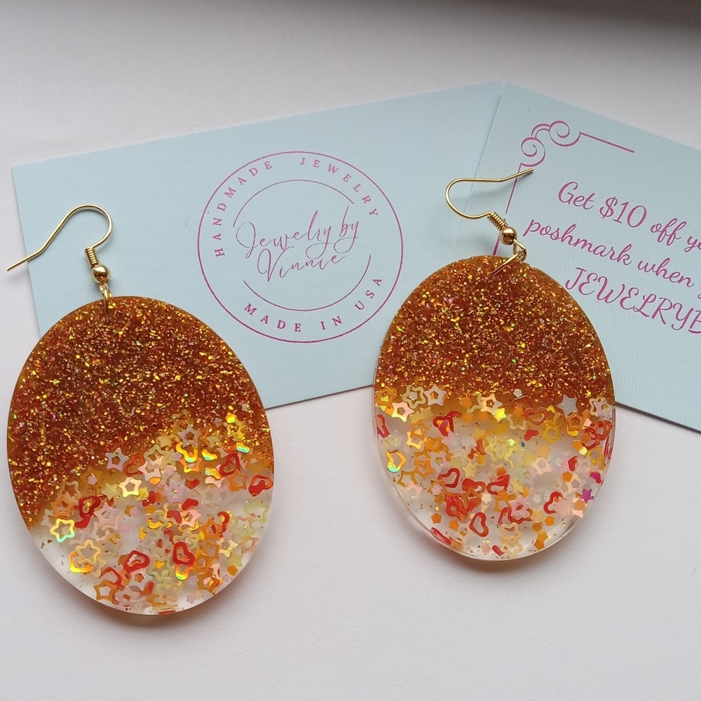 Hand Crafted Resin Sunset And Campfires Collection Earrings
